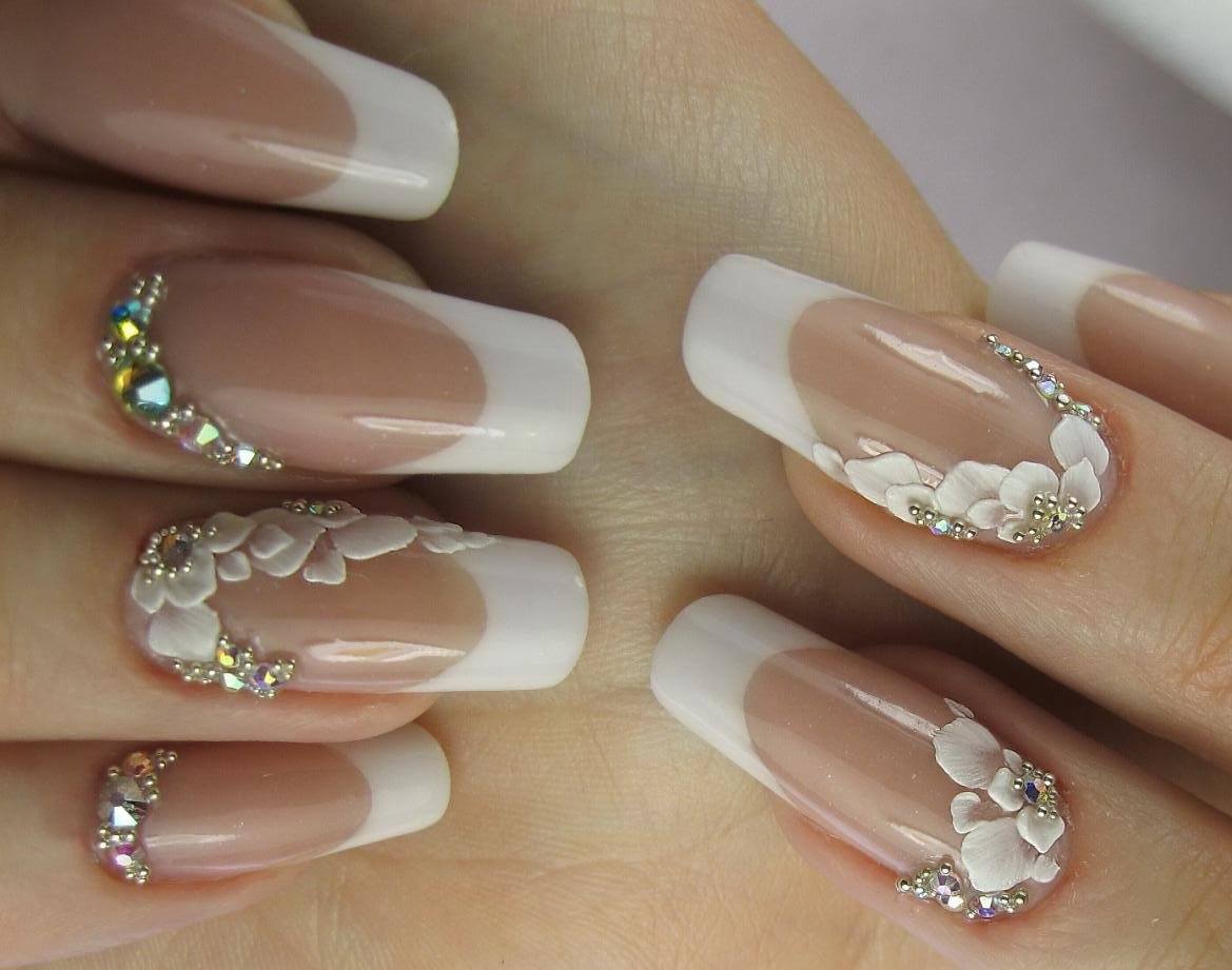 Маникюр стразами красивые. Свадебные ногти. Шикарные ногти. Красивый френч. Красивые Свадебные ногти.