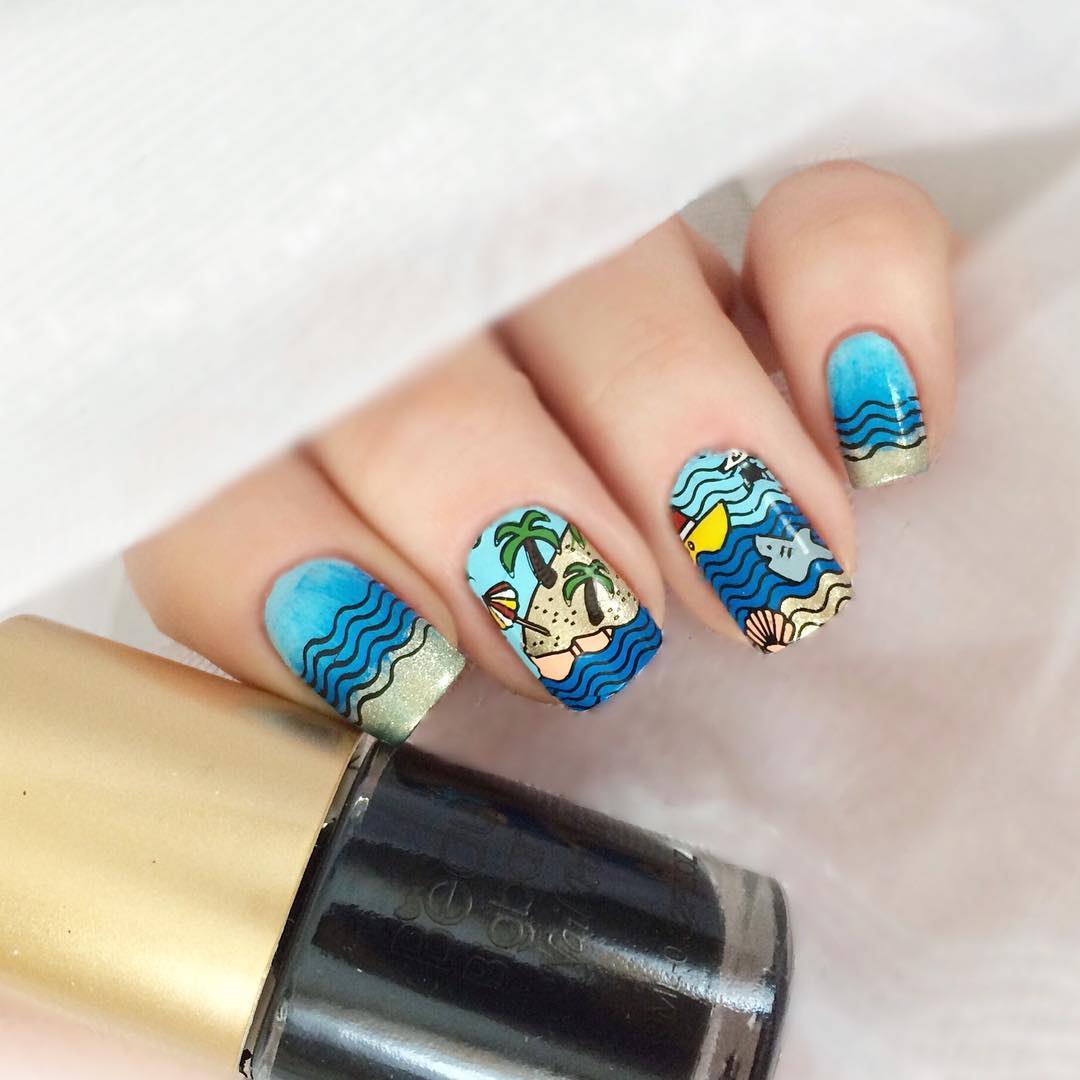 Морской дизайн ногтей. Морские ногти. Пляжный маникюр. Маникюр на море. Морская тема на ногтях.
