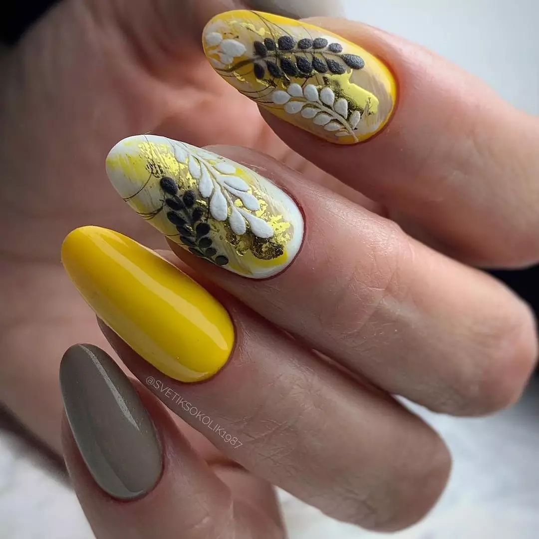 Ногти осень 2022 модные желтые
